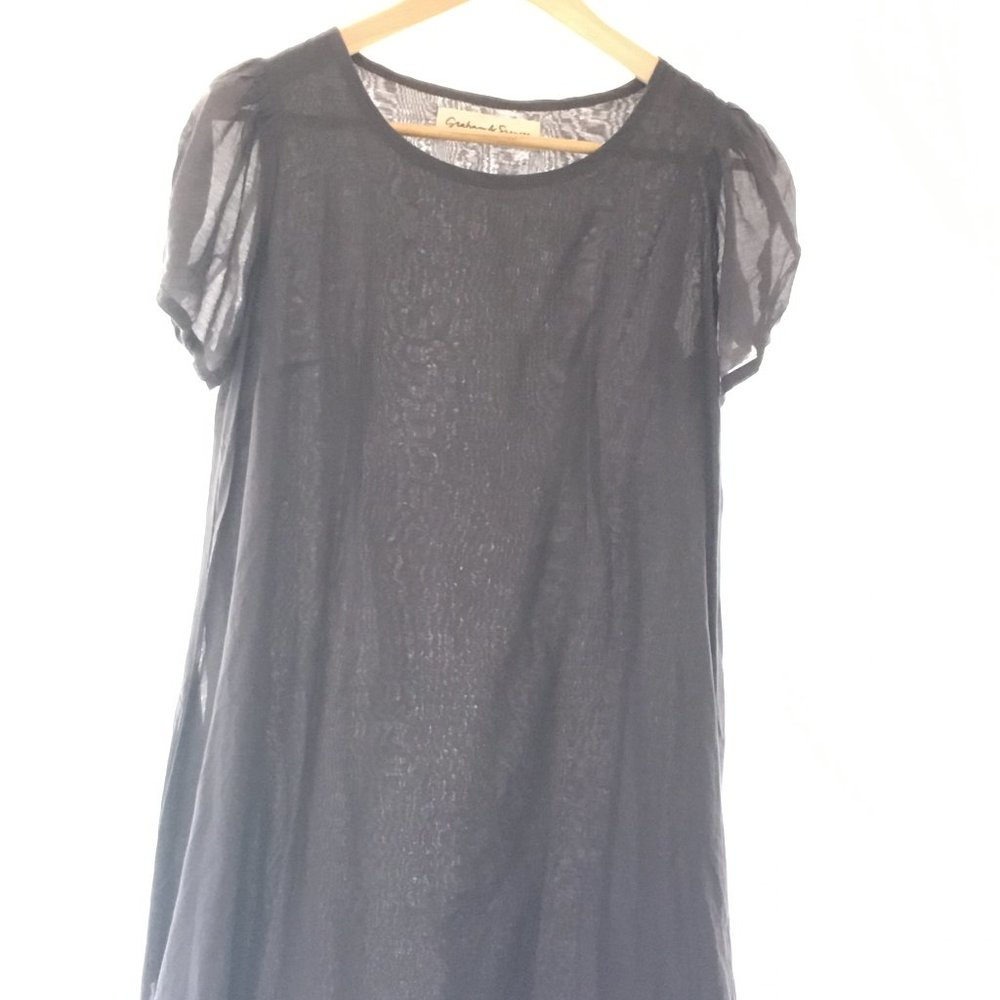 Graham & Spencer vintage 00's puff sleeve dress in grey cotton voile